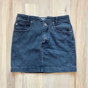 We The Free 26 Black Denim Mini Skirt Grundge Indie Distressed Free People 90s